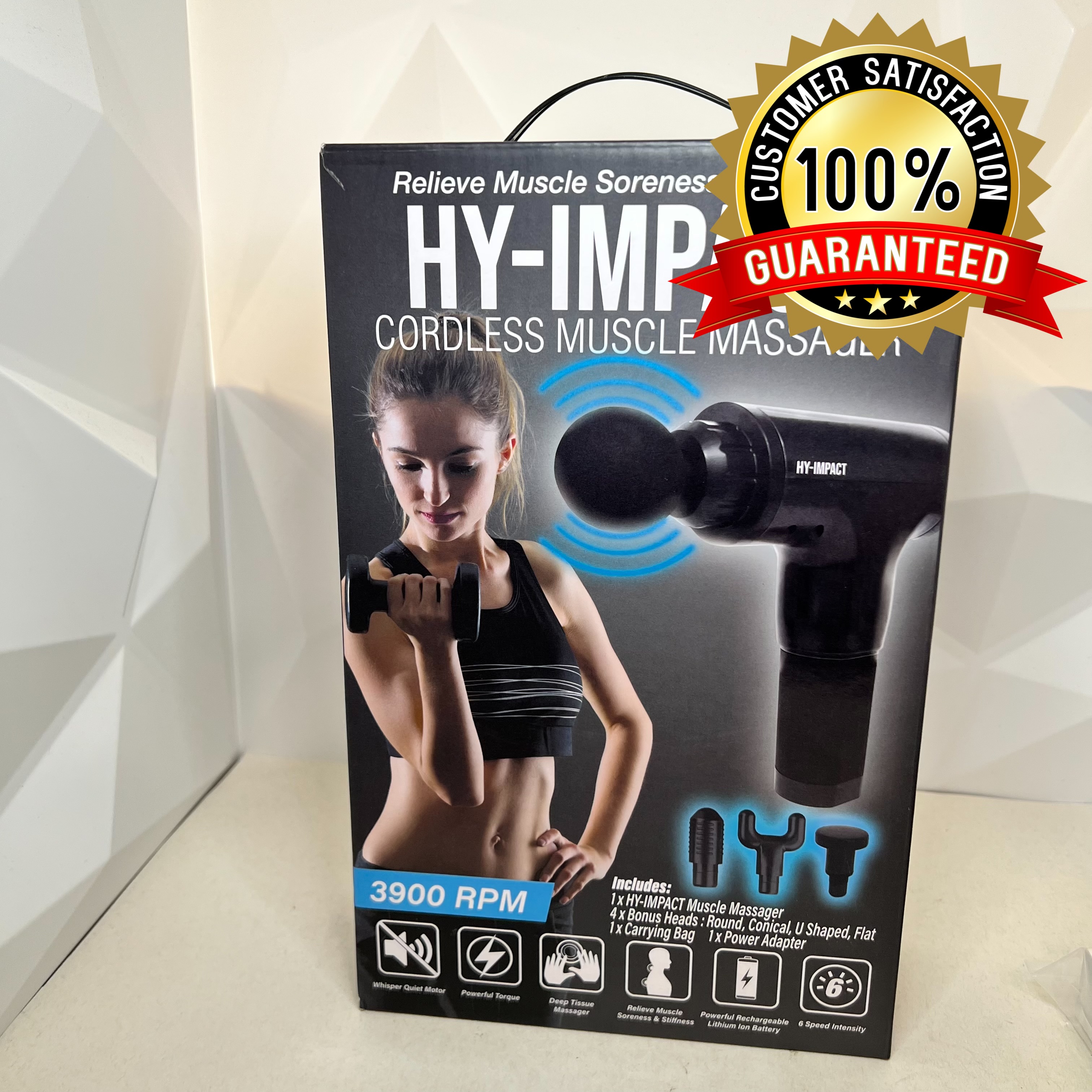 HY-IMPACT Deep Tissue Massage Gun, Cordless Muscle Massager, 6 Speeds, Portable - Photo 1 - Real photo at TamDo.us